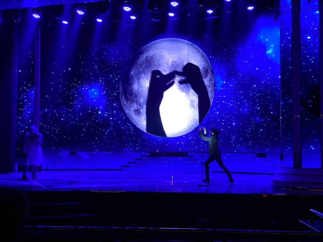 A scene from "Extravaganza -- The Las Vegas Spectacular" currently playing to 50 fans at Jubile ...