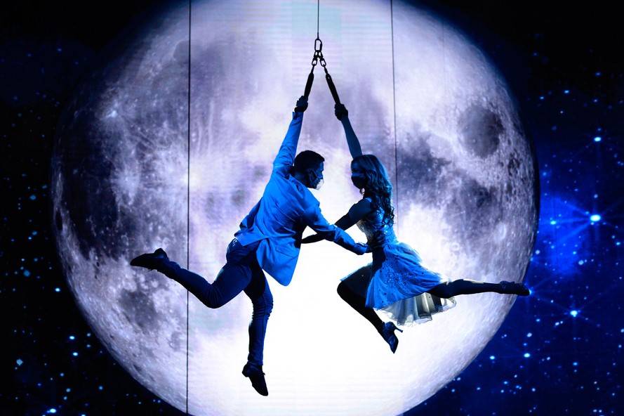 A scene from "Extravaganza -- The Las Vegas Spectacular" currently playing to 50 fans at Jubile ...