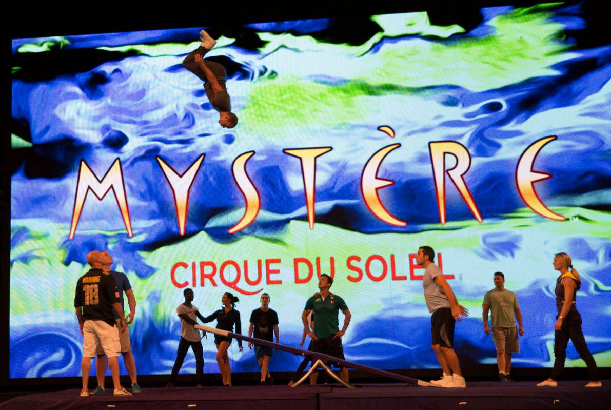 Artists from Cirque du Soleil rehearse for a special performance at Life is Beautiful set for S ...