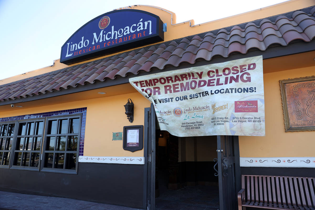 Lindo Michoacán, 2655 E Desert Inn Road, in Las Vegas on Tuesday, Dec. 1, 2020. (Erik Verd ...
