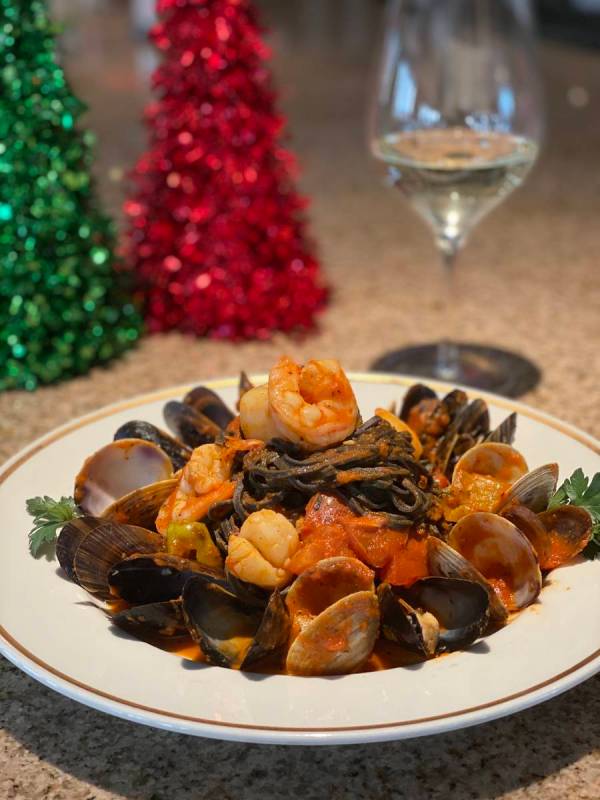 Siena Trattoria's Linguine Sciue' Sciue', squid ink linguine with clams, scallops and a lobster ...