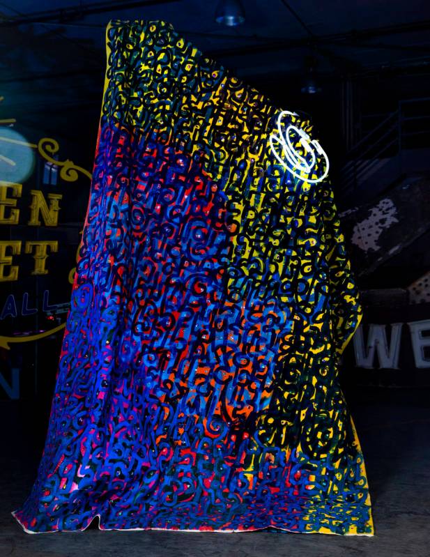 "Rhapsody of Shadows" by Neon Museum 2020 Artist in Residence Victor Ehikhamenor disp ...