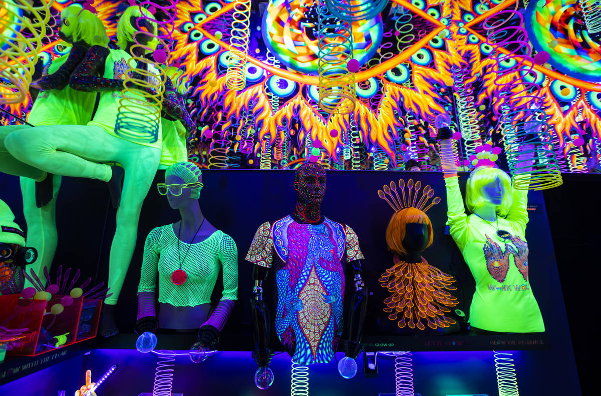 Merchandise in the gift shop is seen during a tour of Wink World at Area15 in Las Vegas on Tues ...