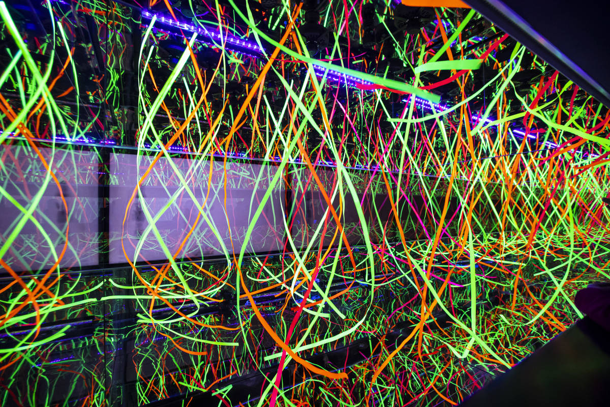 A view of the fan spinner infinity room during a tour of Wink World at Area15 in Las Vegas on T ...