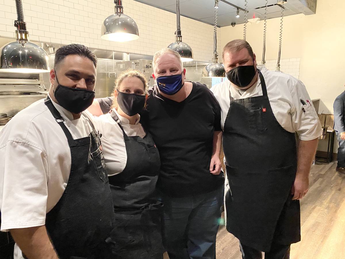 Al Solito Posto executive chef Emily Brubaker (second from left) and chef/partner James Trees ( ...