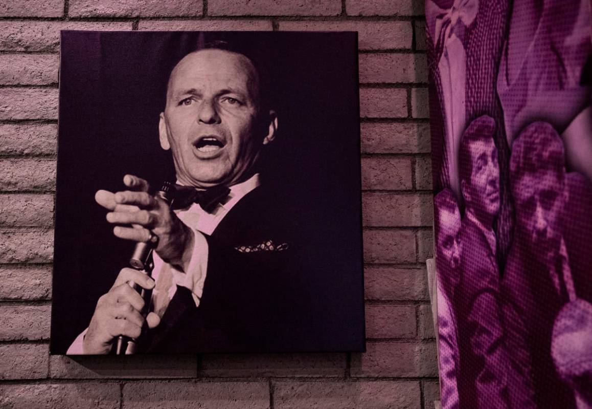 A print of Las Vegas icon Frank Sinatra, a frequenter of Bootlegger Bistro, hangs in the dinnin ...