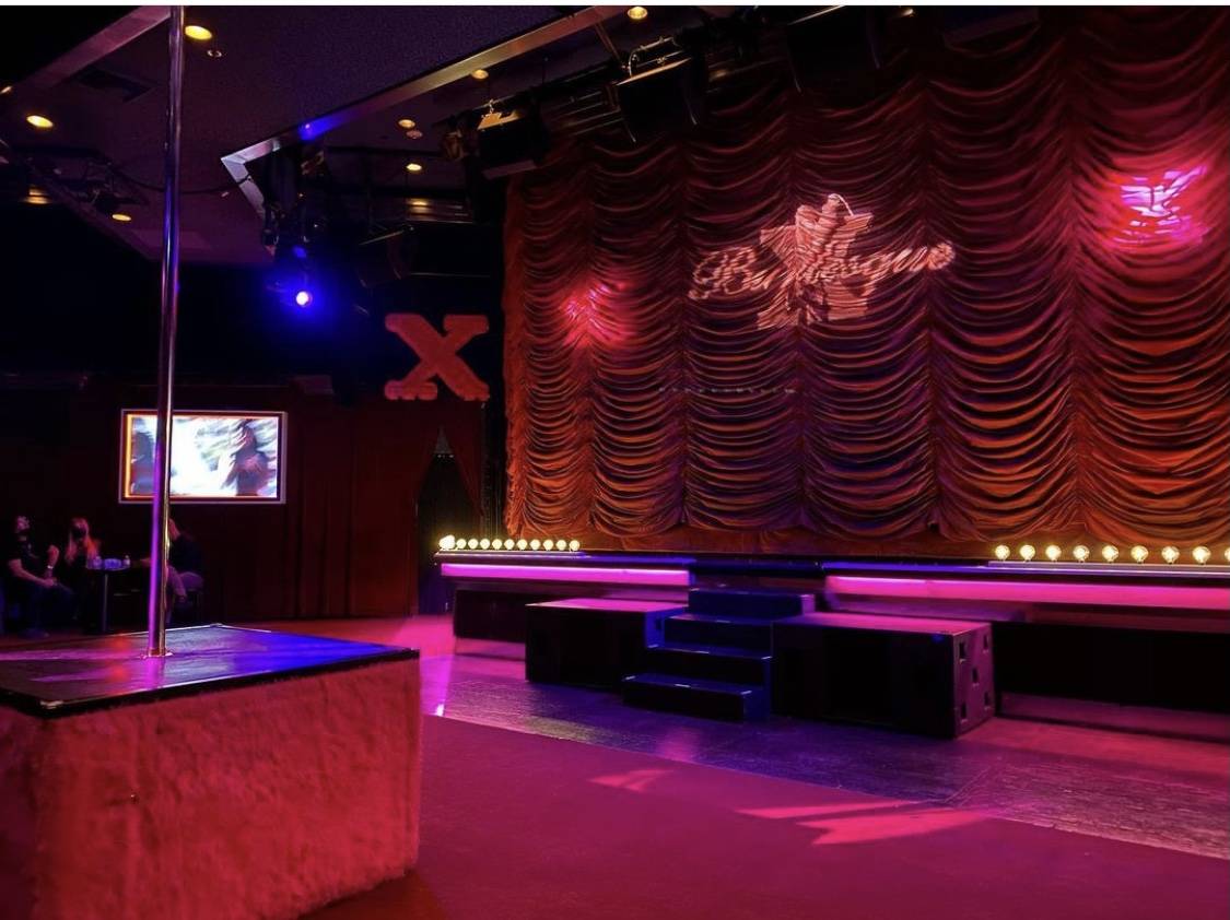The socially distant stage for "X Burlesque" at Flamingo is shown on Thursday, Jan. 9, 2021. (S ...