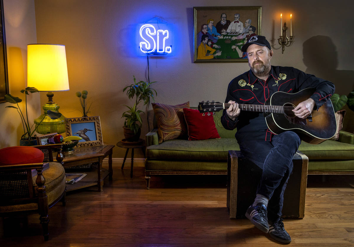 Ryan Pardey plays in his living room, he used to book the Bunkhouse Saloon but not since COVID- ...