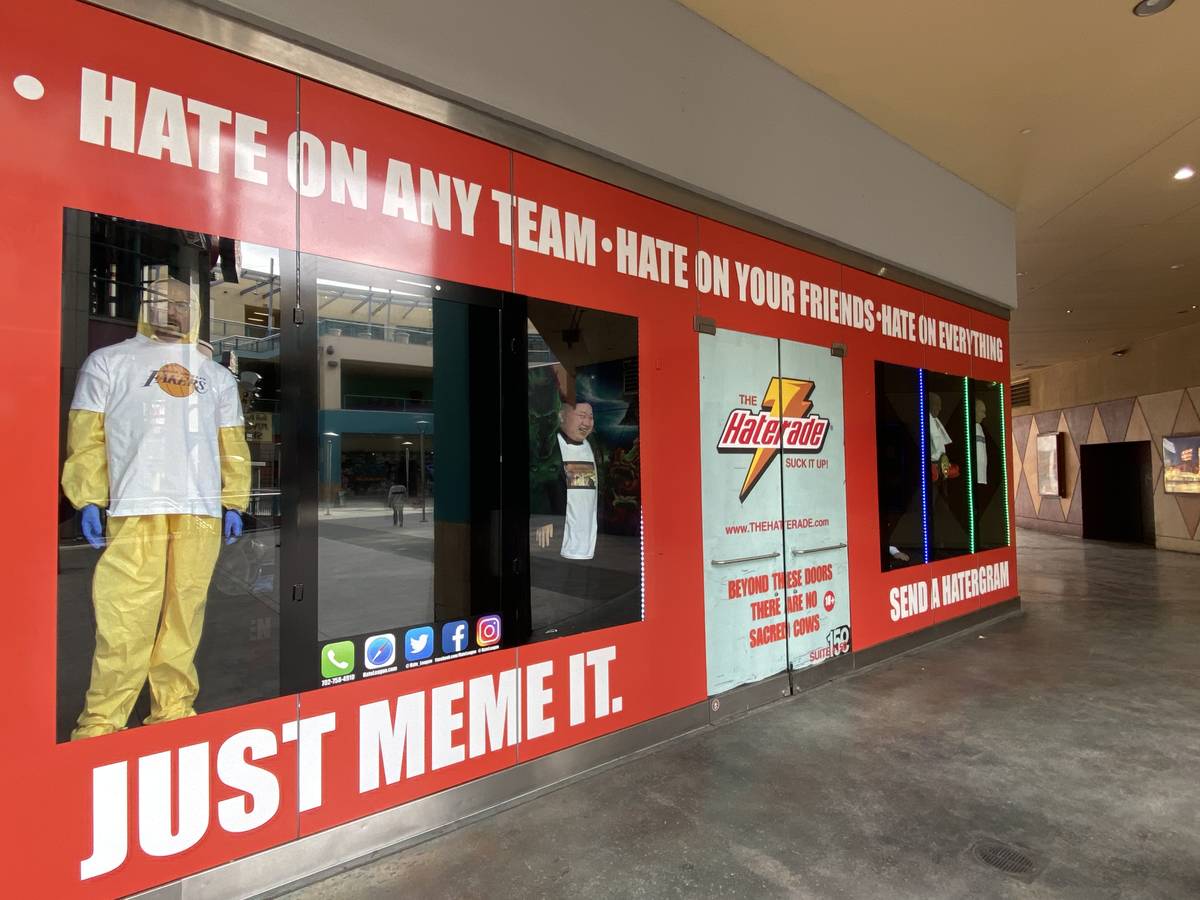 The new Hate League souvenir shop, formerly called Haterade, is shown at Neonopolis is shown on ...