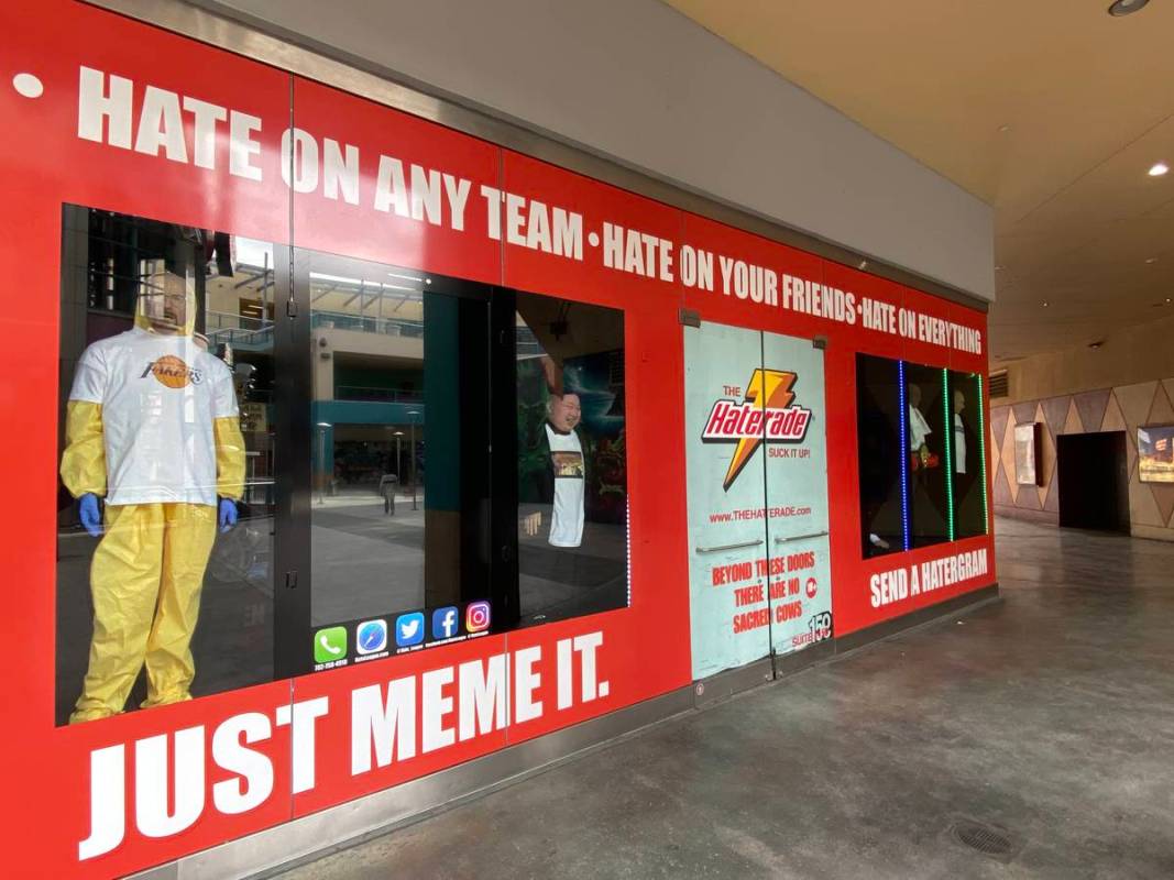 The new Hate League souvenir shop, formerly called Haterade, is shown at Neonopolis is shown on ...