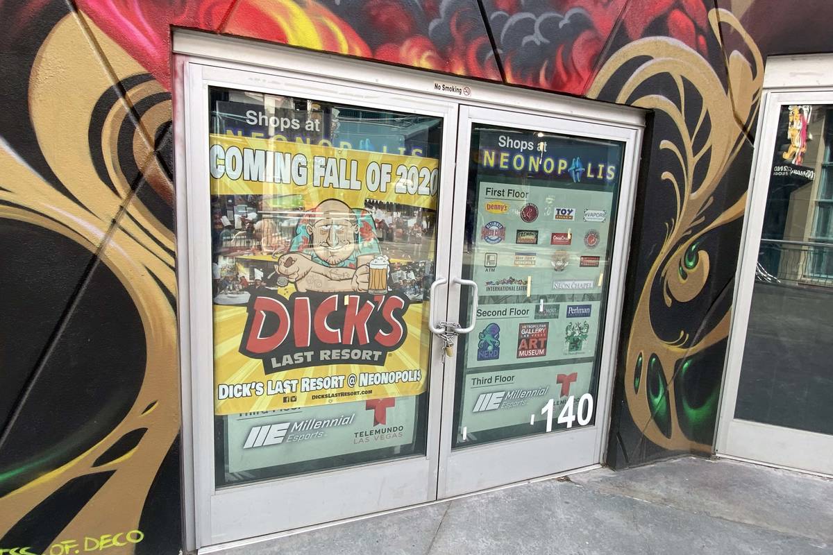 The entrance of what will be Dick's Last Resort at Neonopolis is shown on Tuesday, Jan. 19, 202 ...