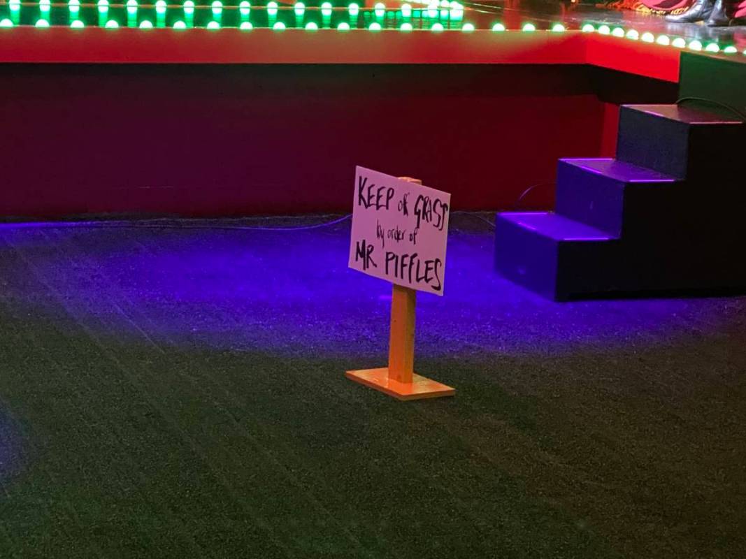 Directional signage for the Piff the Magic Dragon show at Flamingo Showroom on Thursday, Oct. 2 ...