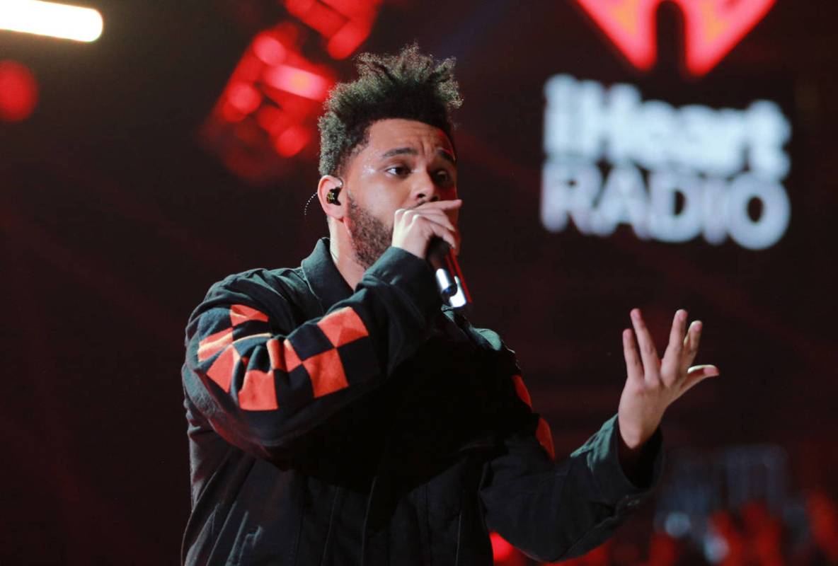 The Weeknd performs onstage during the 2017 iHeartRadio Music Festival at T-Mobile Arena on Sep ...