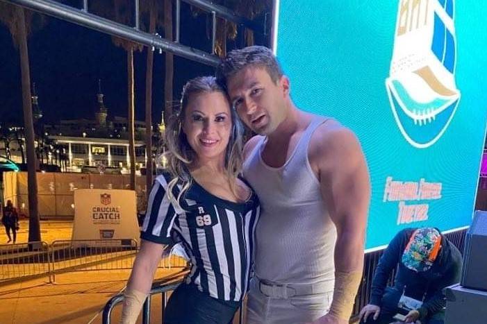 Victor and Jenny Arata of the Skating Aratas are seen at the NFL Experience at Raymond James St ...