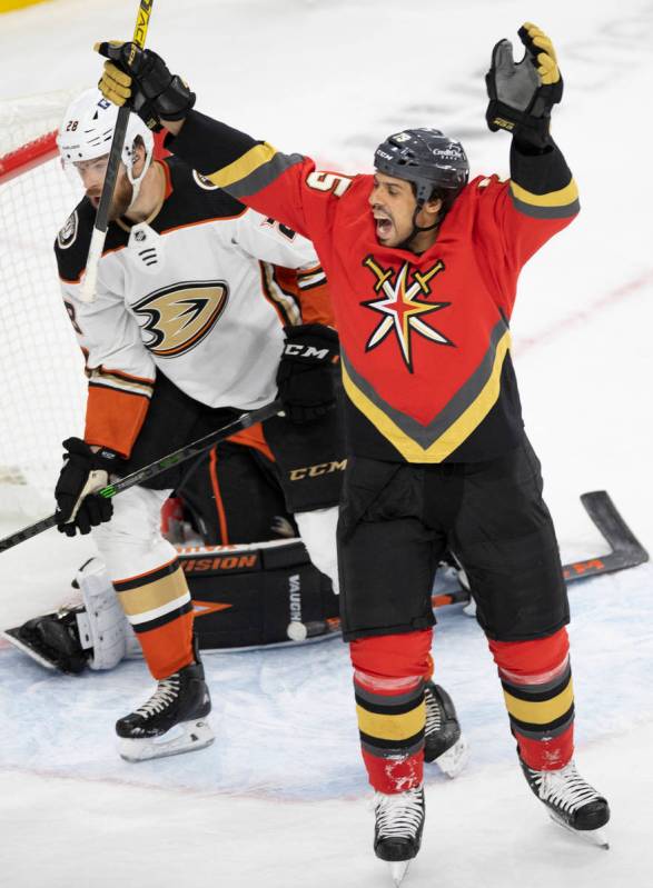 Vegas Golden Knights right wing Ryan Reaves, seen here in the Feb. 9 game against Anaheim, has ...