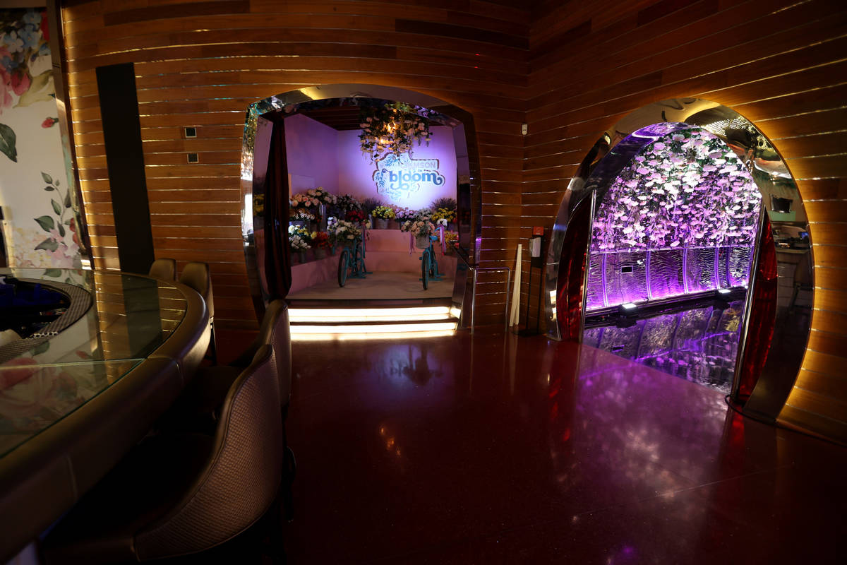 Seasonal pop-up bar, Crimson in Bloom, at Red Rock Resort in Las Vegas Monday, Feb. 8, 2021. Th ...
