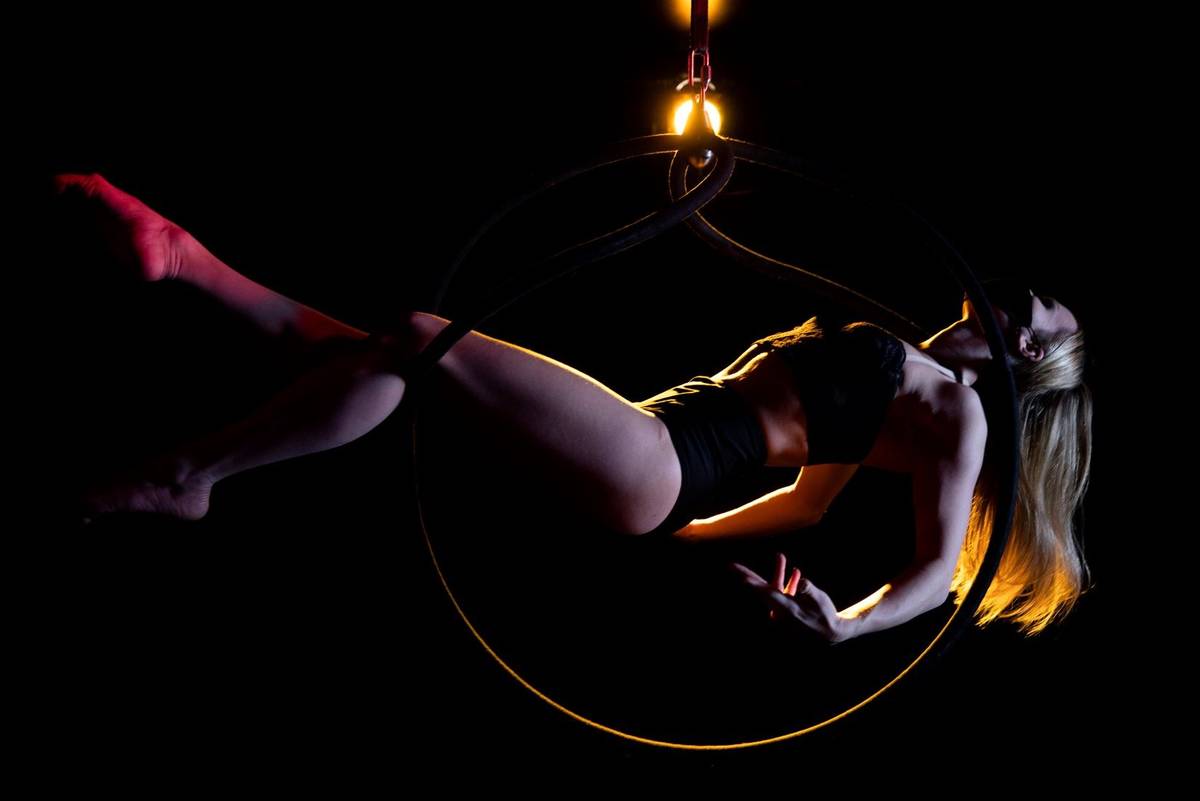 Angelique Janowski rehearses for the Apero show on the Baobab Stage on Thursday, Feb. 11, 2021, ...