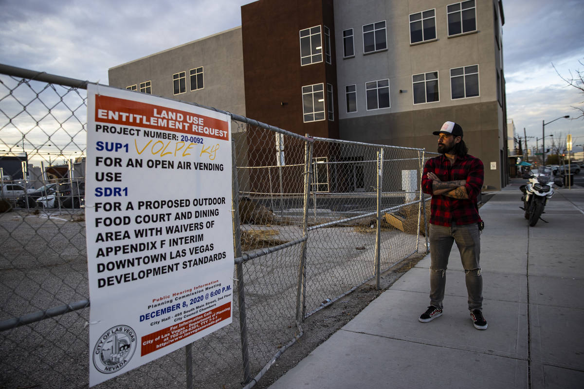 Jason Craig of In The Moment Group, in front of the proposed food truck lot he hopes to develop ...