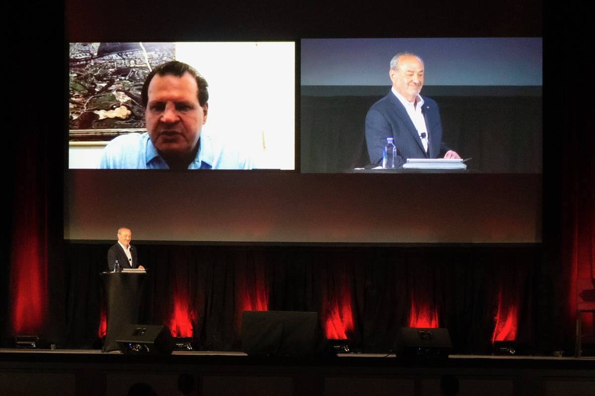 Richard "Boz" Bosworth is shown at Virgin Hotels Las Vegas with an image of 1980 U.S. hockey te ...