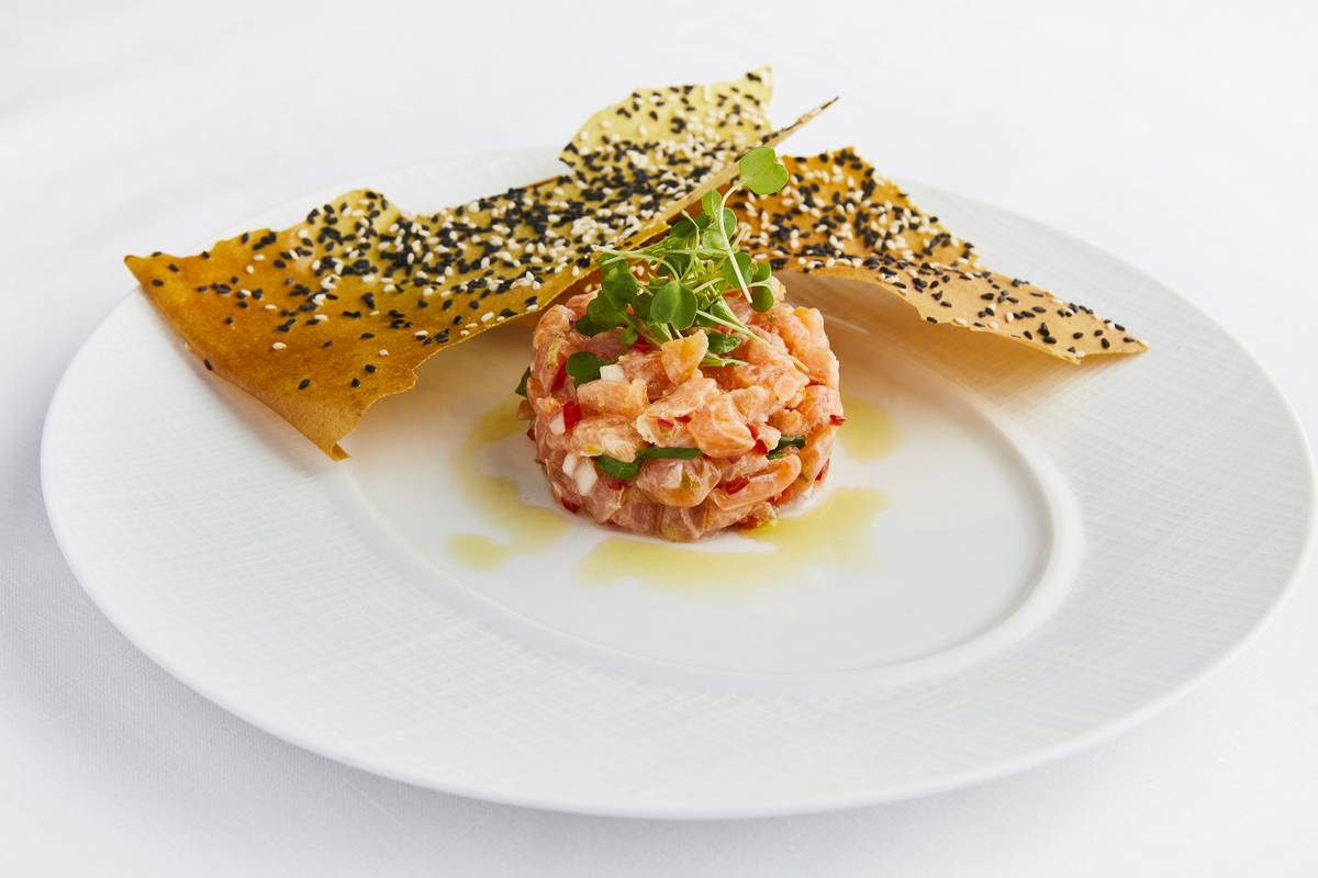 Salmon tartare at Estiatorio Milos. (Tim Atkins)