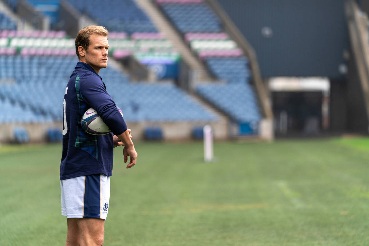 Sam Heughan appears in a scene from "Men in Kilts." (Starz)