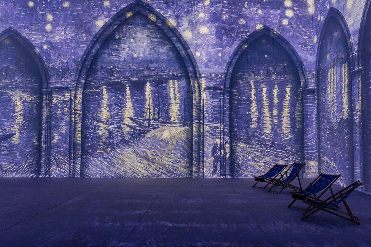 A promotional image for "Van Gogh: The Immersive Experience" opening April 6 at Area15. (Exhibi ...
