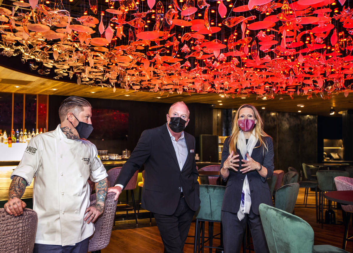 Chef Patrick Munster, from left, "funologist" Johnny O'Donnell and co-owner Jenna Morton discus ...