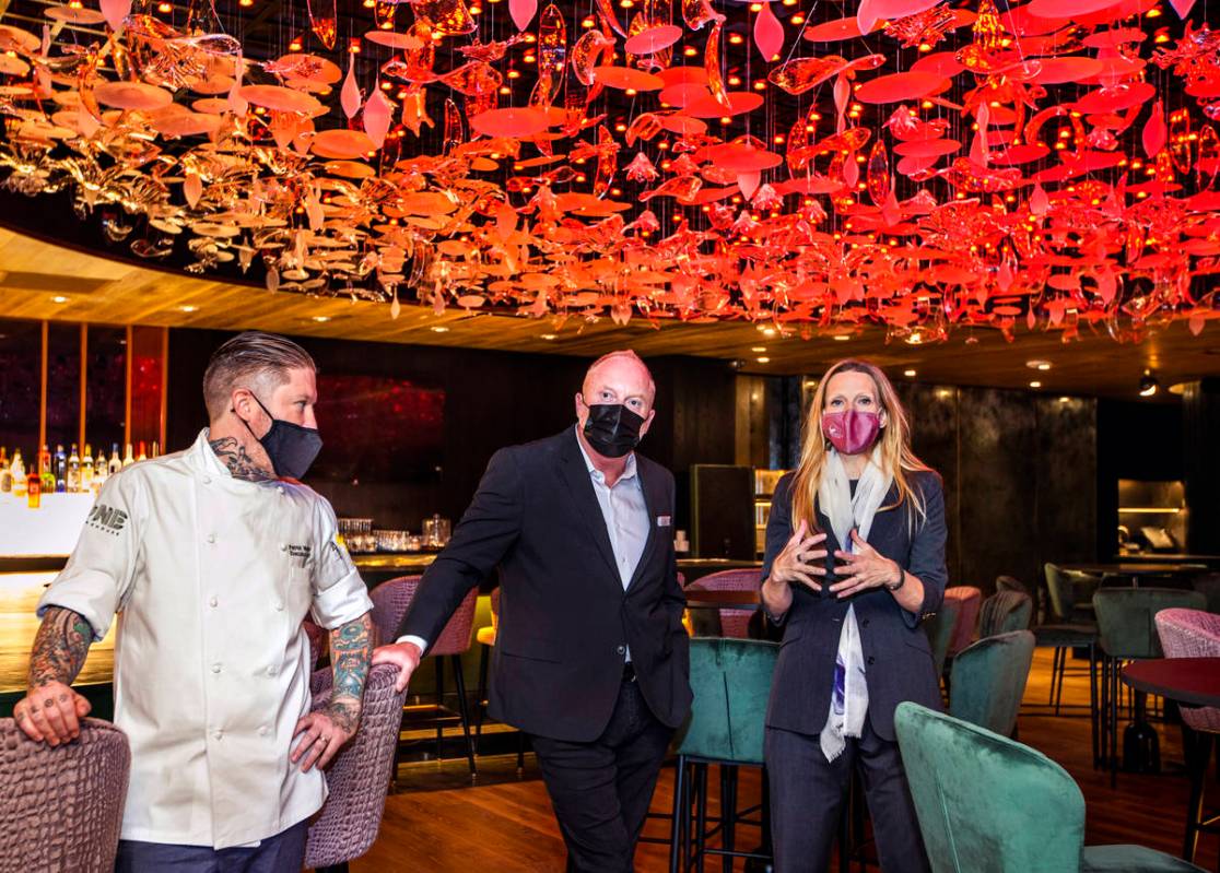 Chef Patrick Munster, from left, "funologist" Johnny O'Donnell and co-owner Jenna Morton discus ...