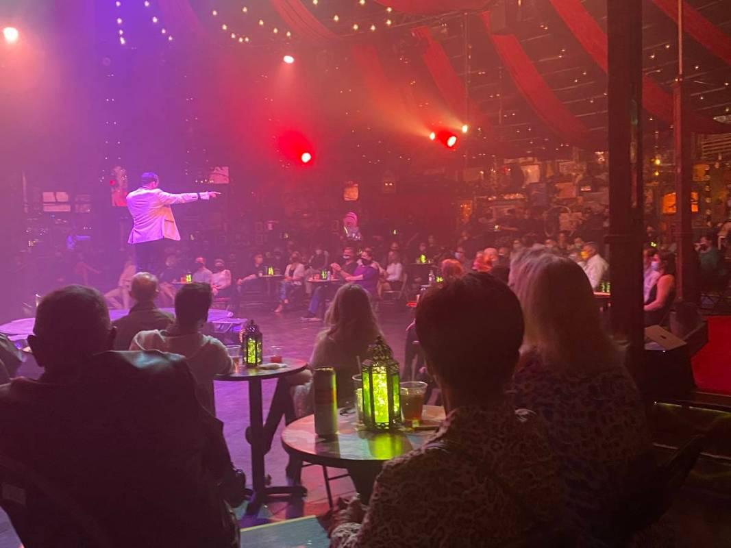 The Gazillionaire fires up the crowd as "Absinthe" returns on Wednesday, March 17, 2021. (John ...