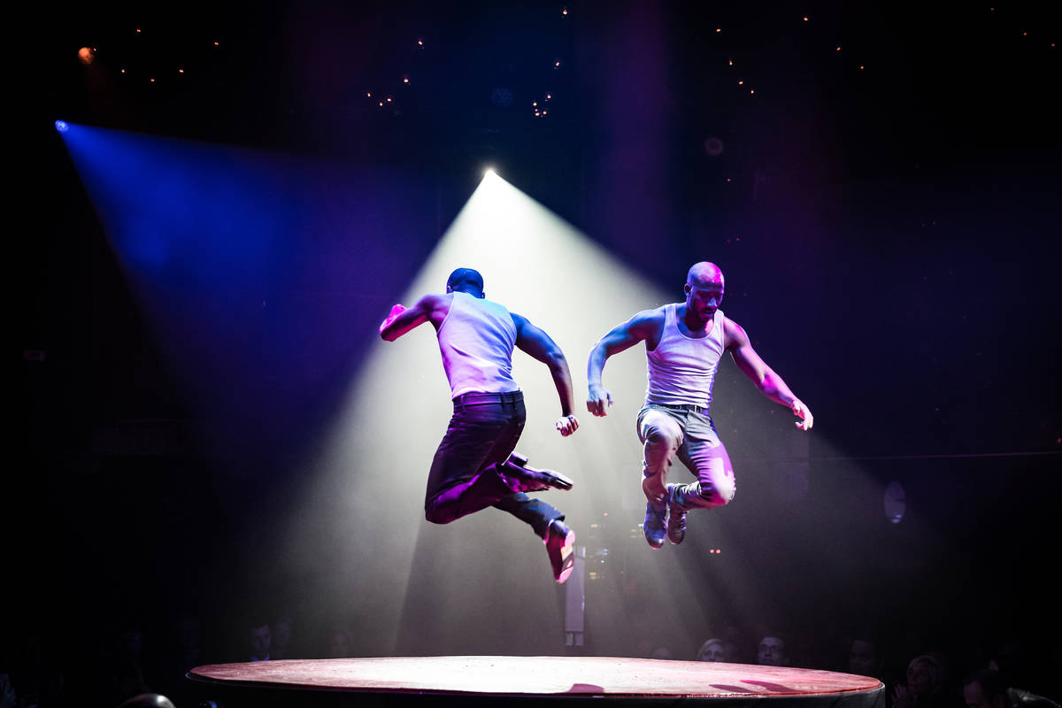 Twin tappers Sean and John Scott perform in "Absinthe" at Caesars Palace. (Erik Kabik)