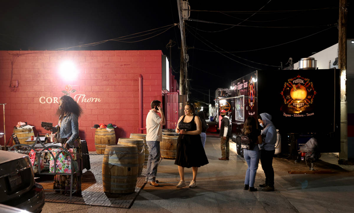 Reopening night at Cork and Thorn in downtown Las Vegas Sunday, March 21, 2021, after a renovat ...