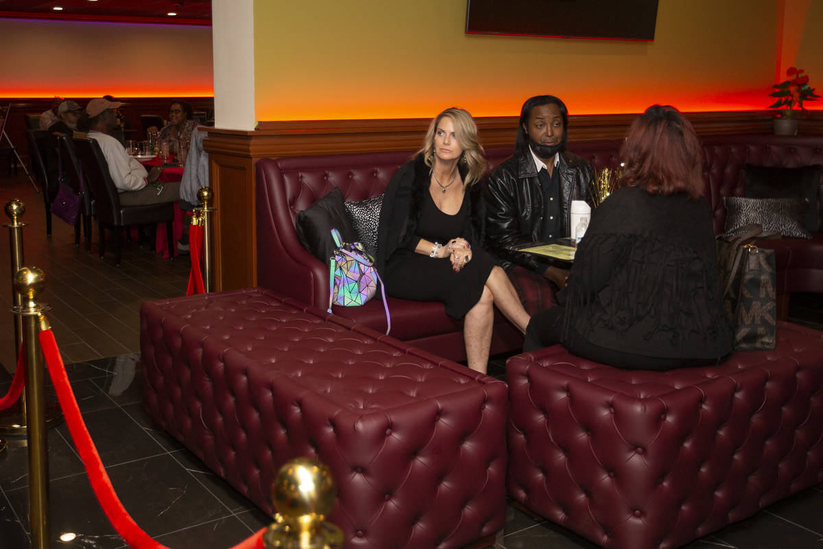 Victoria Trovato, left, Valentino Johnson and Michelle Anton enjoy dinner in the VIP room of We ...