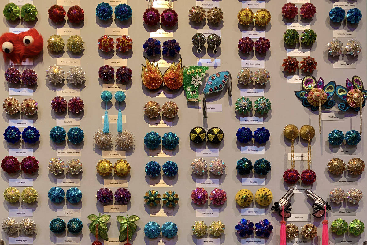 A wall of vintage pasties at the the Burlesque Hall of Fame in Las Vegas. (Las Vegas Review-Jou ...