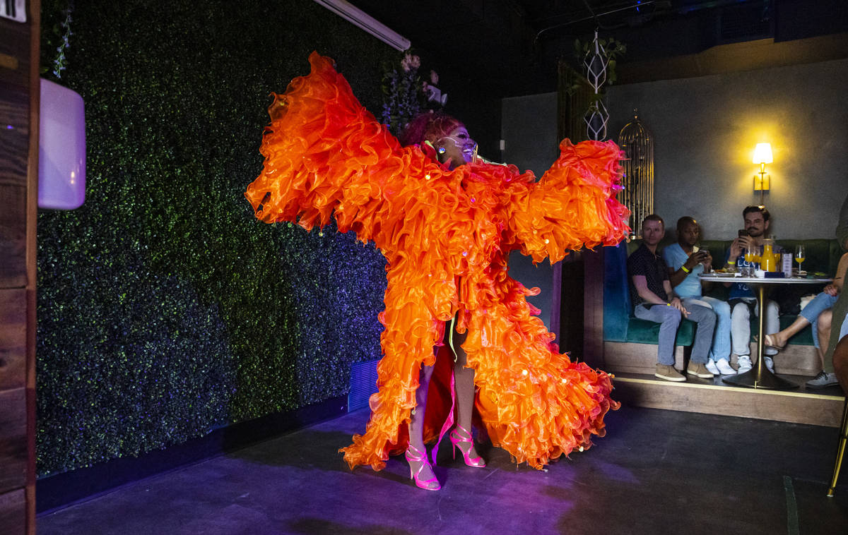Drag queen Coco Montrese performs during the "Bottomless Drag Brunch" show at The Gar ...
