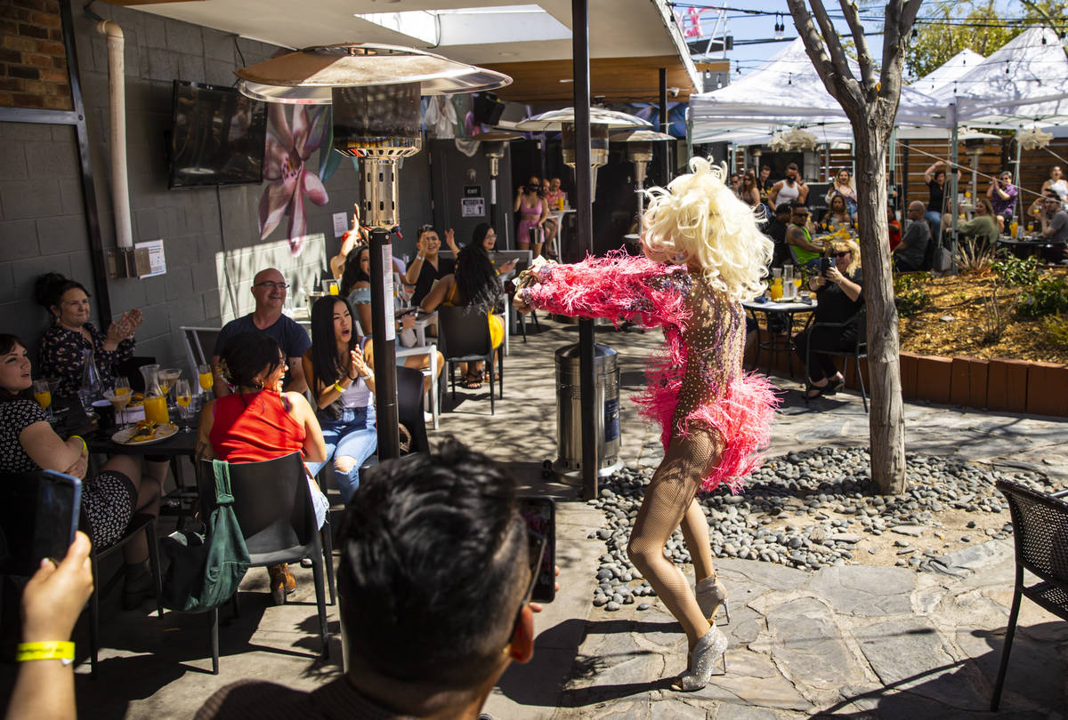 Drag queen Elliott Puckett, who goes by Elliott with 2 Ts, performs during the "Bottomless ...