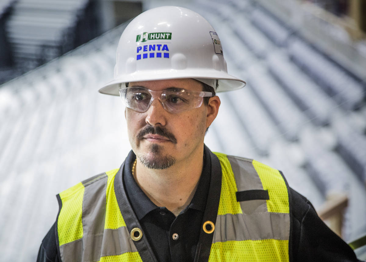Dan Quinn, vice president and general manager of T-Mobile Arena, stands inside a suite Monday, ...