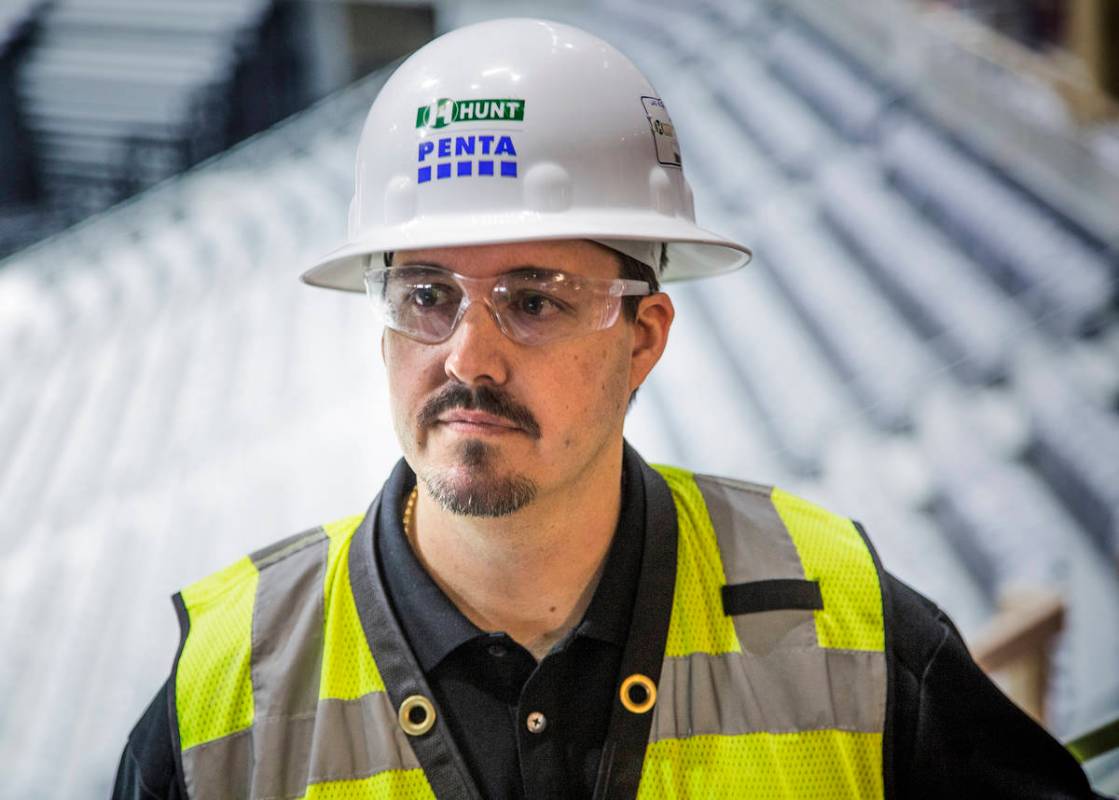 Dan Quinn, vice president and general manager of T-Mobile Arena, stands inside a suite Monday, ...