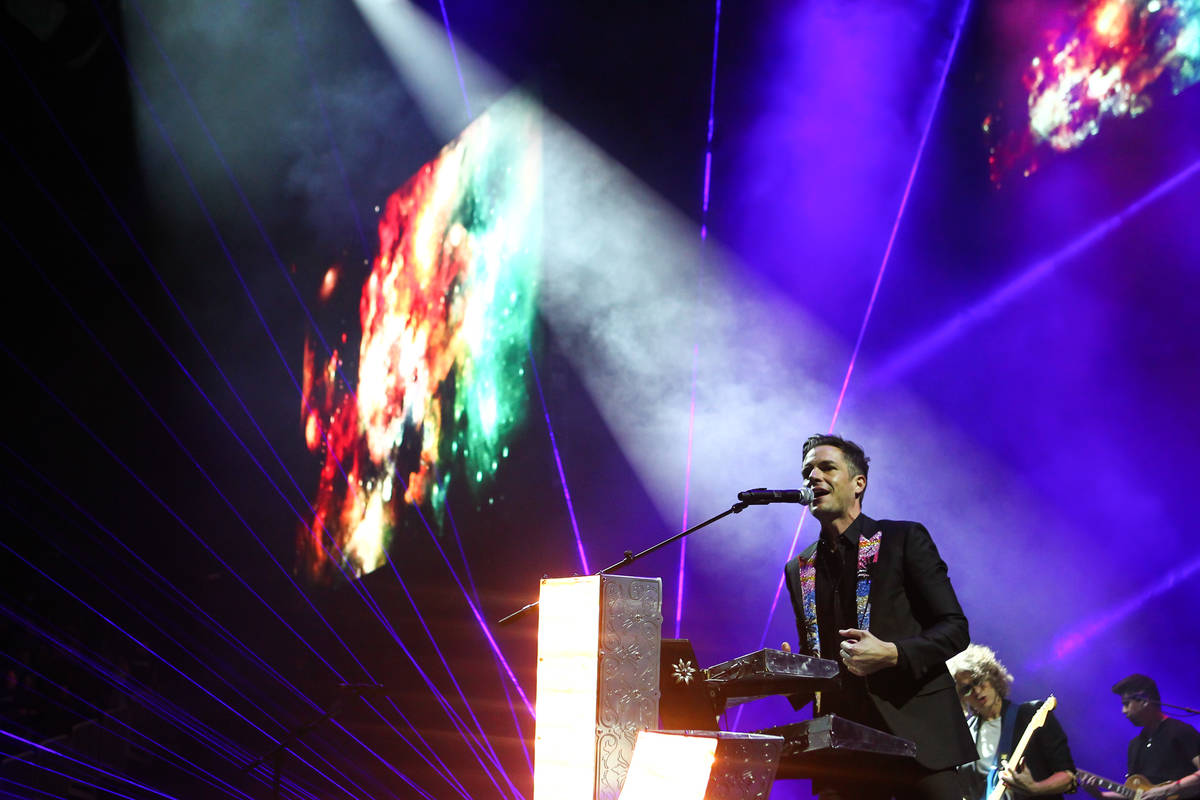 Brandon Flowers of The Killers performs during the grand opening of the T-Mobile Arena in Las V ...