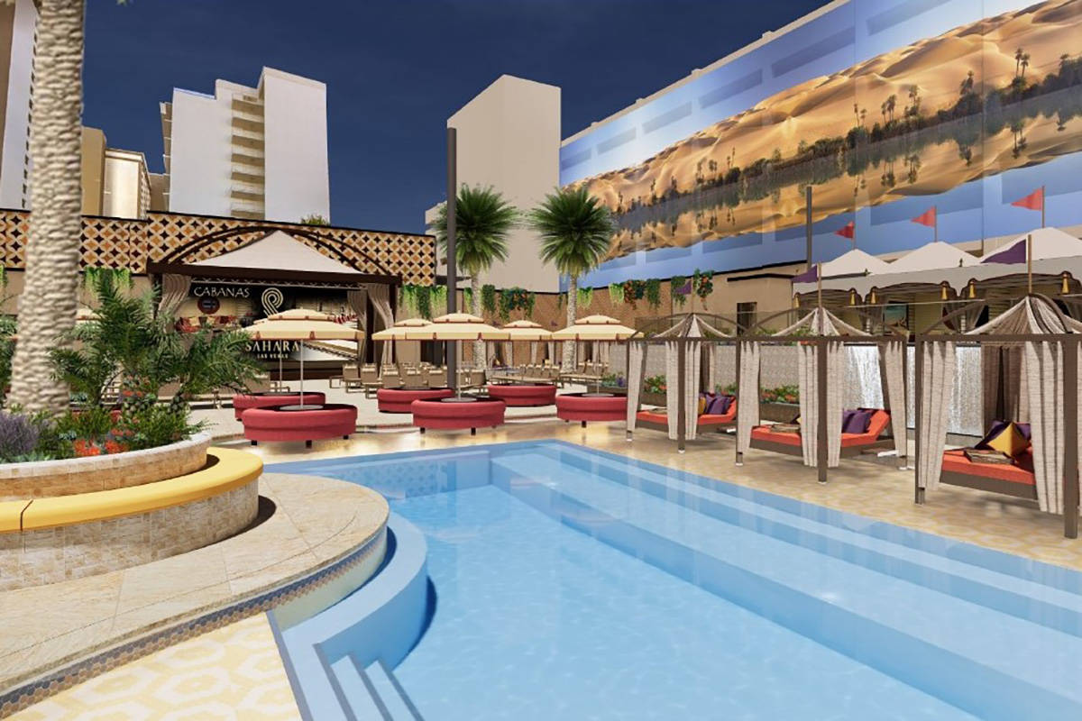 The Sahara pool area. (Kelly Frey/The Publicity Lab)