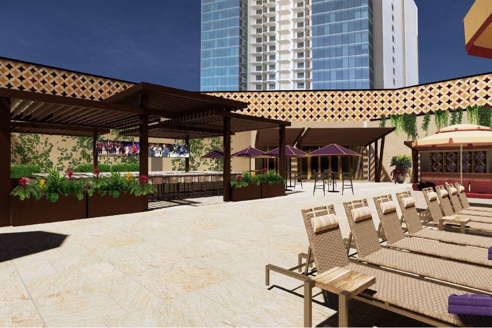 The Sahara pool area. (Kelly Frey/The Publicity Lab)