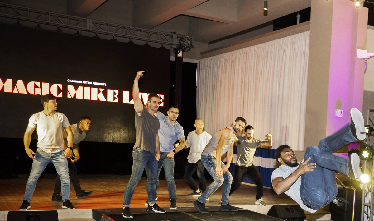 Dancers with Magic Mike Live perform during a promotional event at Sahara Las Vegas on Thursday ...