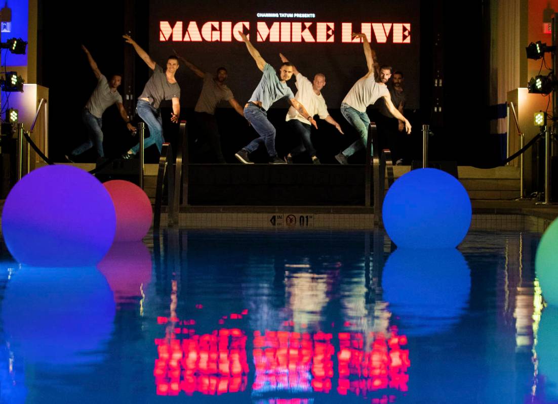Dancers with Magic Mike Live perform during a promotional event at Sahara Las Vegas on Thursday ...
