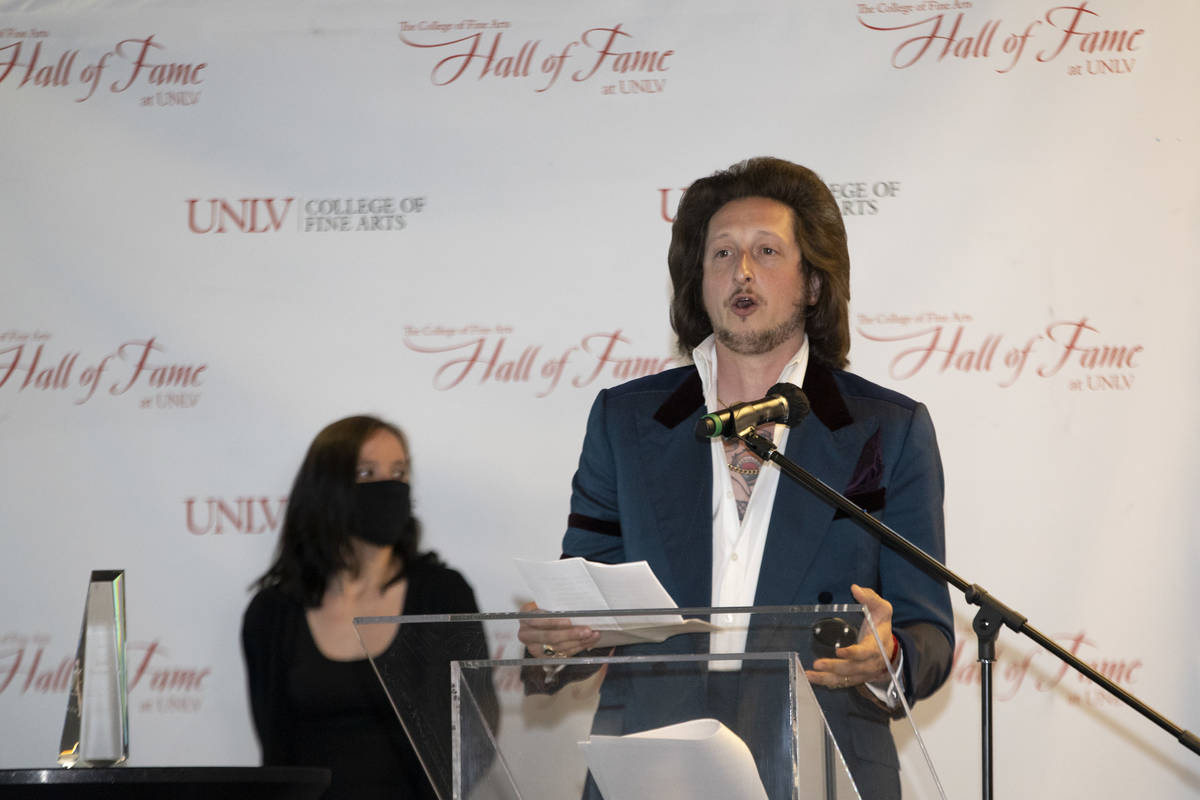 Brian Newman, a trumpeter and vocalist with a residency at NoMad Las Vegas, receives the Las Ve ...