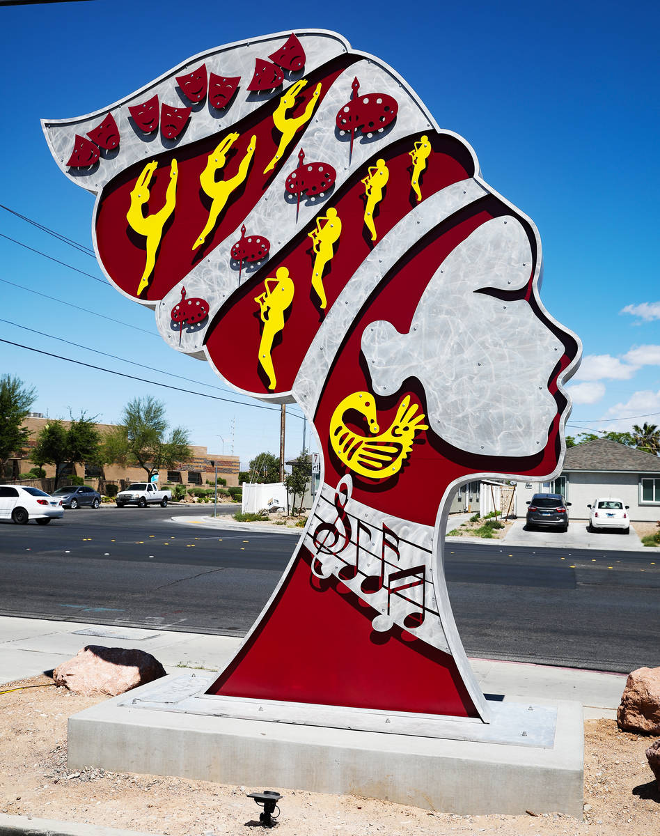 One of the "Queen of Arts" sculptures outside the West Las Vegas Arts Center in Las Vegas Thurs ...