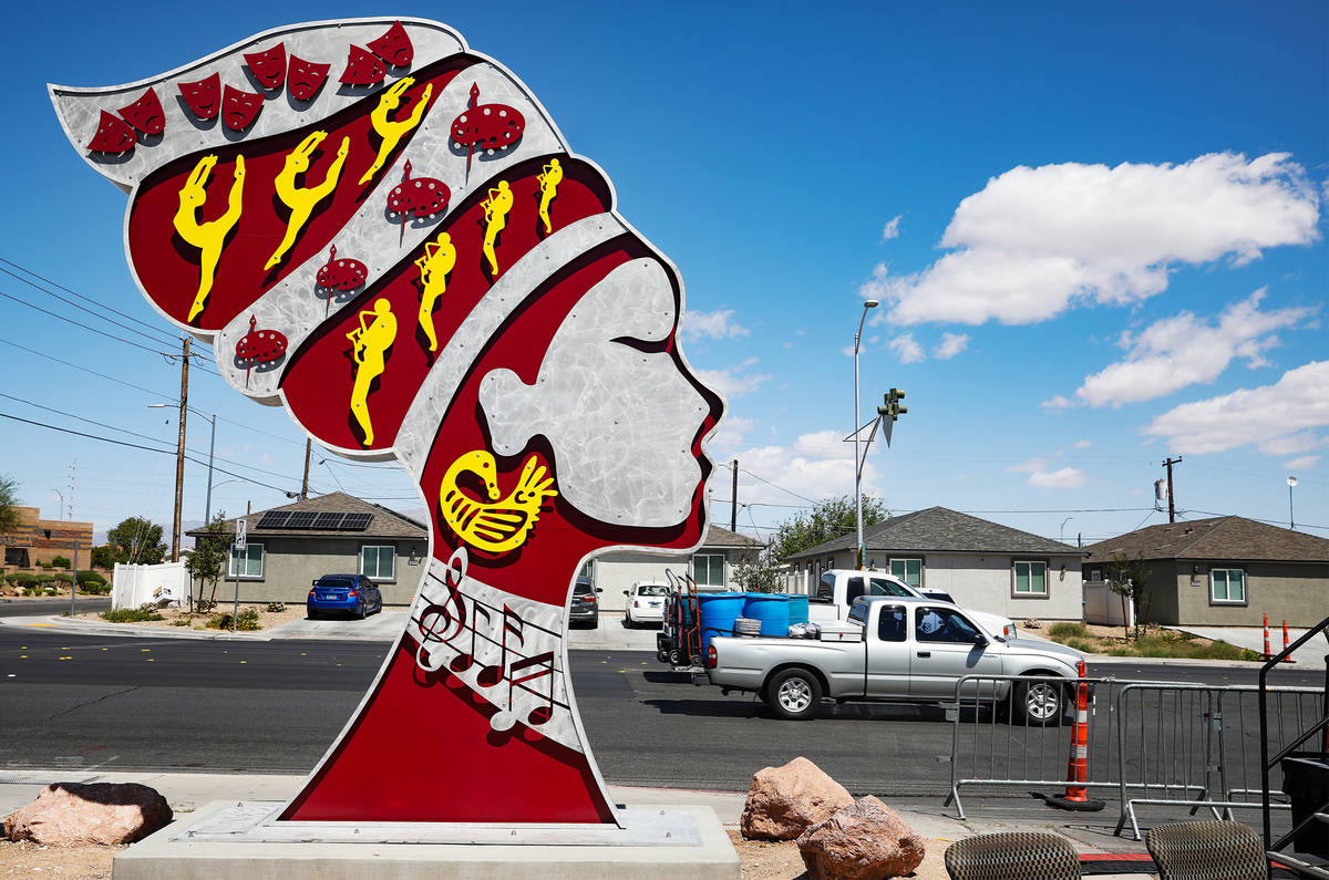 One of the "Queen of Arts" sculptures outside the West Las Vegas Arts Center in Las Vegas Thurs ...