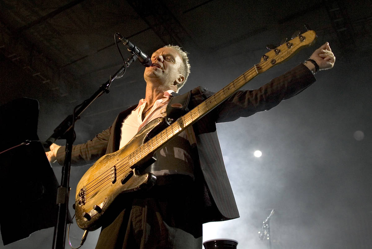 Sting performs at the Red Rock Resort pool during VIP grand opening festivities for $925 millio ...