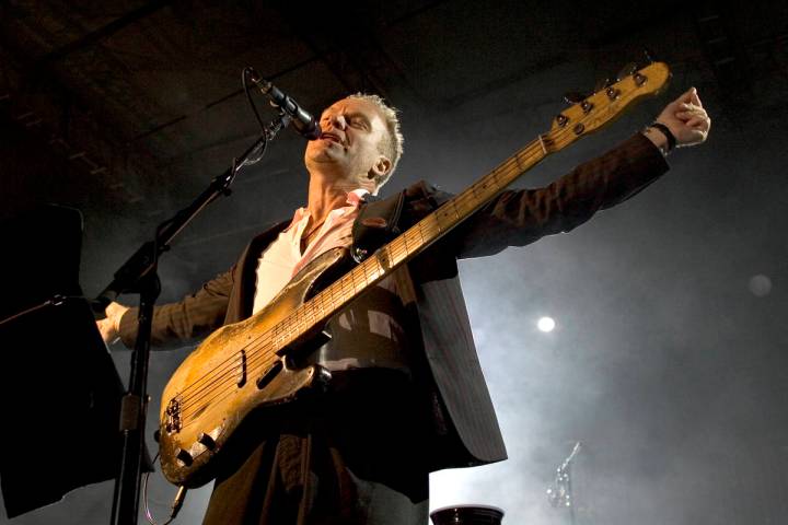 Sting performs at the Red Rock Resort pool during VIP grand opening festivities for $925 millio ...