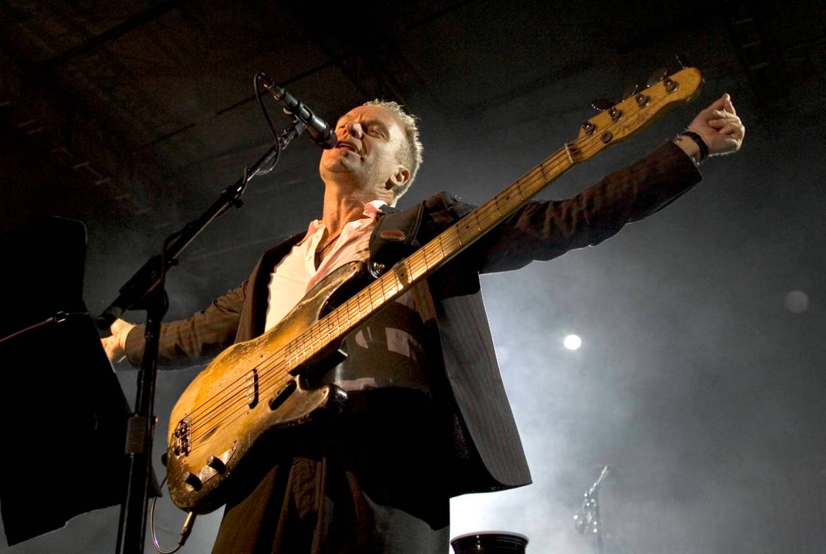 Sting performs at the Red Rock Resort pool during VIP grand opening festivities for $925 millio ...