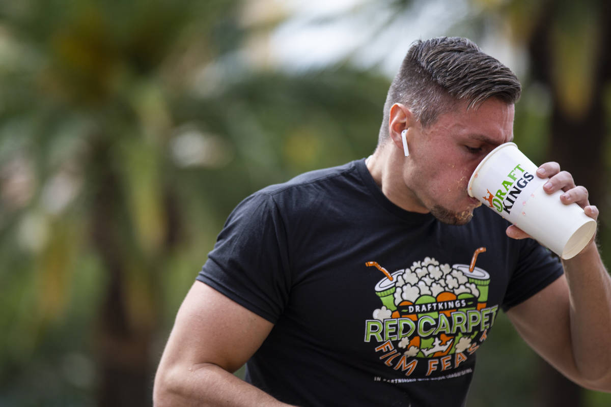 Matt Hazzard compete to eat 50 hard boiled eggs during the "Red Carpet Film Feast" ea ...