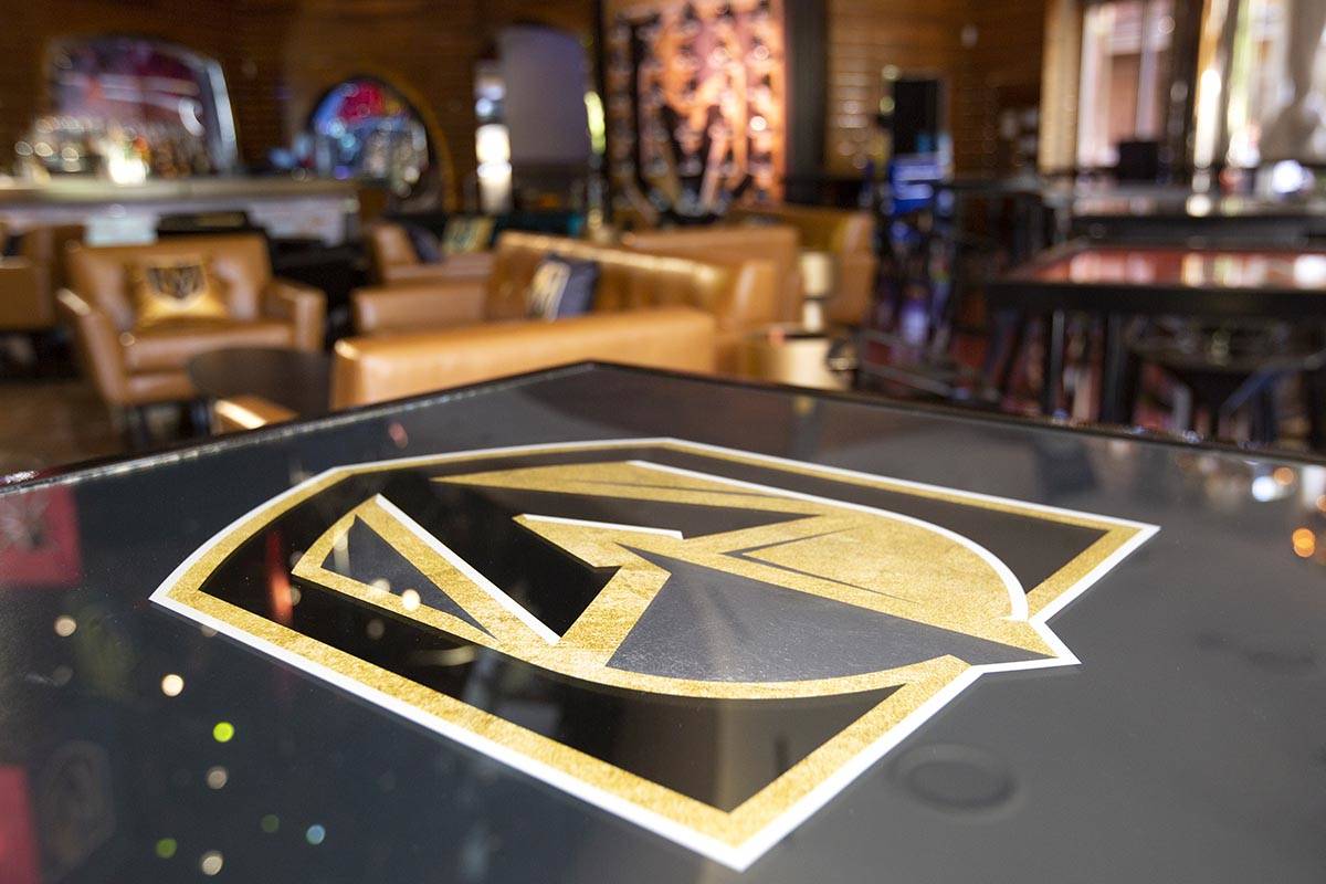 The Golden Knights-themed popup at Crimson Lounge at Red Rock Casino on Thursday, May 6, 2021, ...
